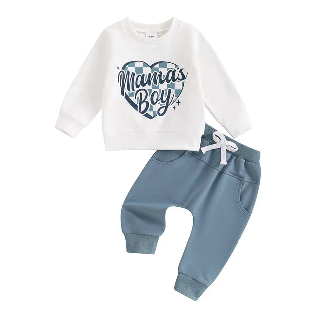 Blue Chex Mama's Boy Lounge Set