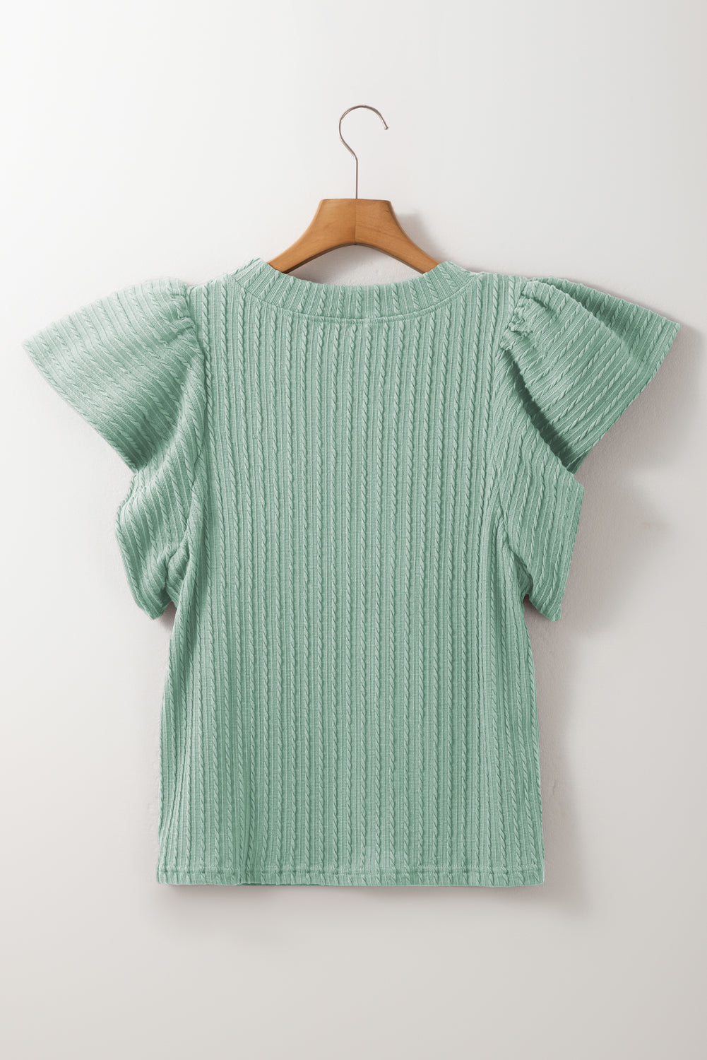Sleet Solid Color Textured Flutter Sleeve Top