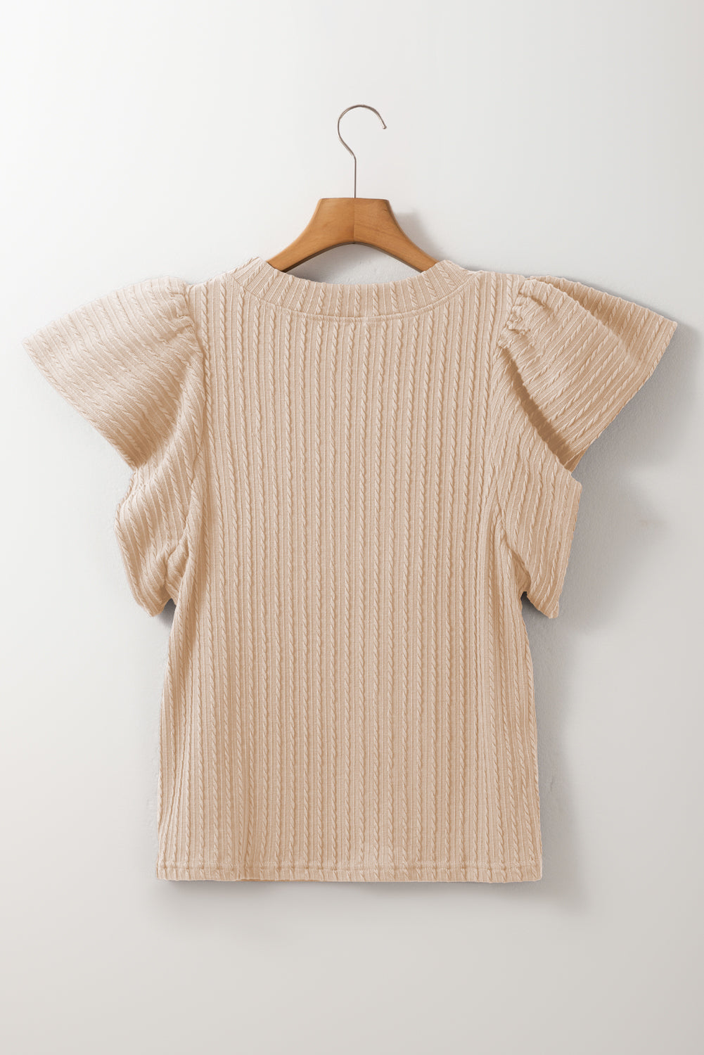 Sleet Solid Color Textured Flutter Sleeve Top