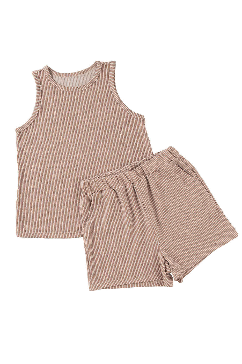 Khaki Neutral Top and Shorts Set