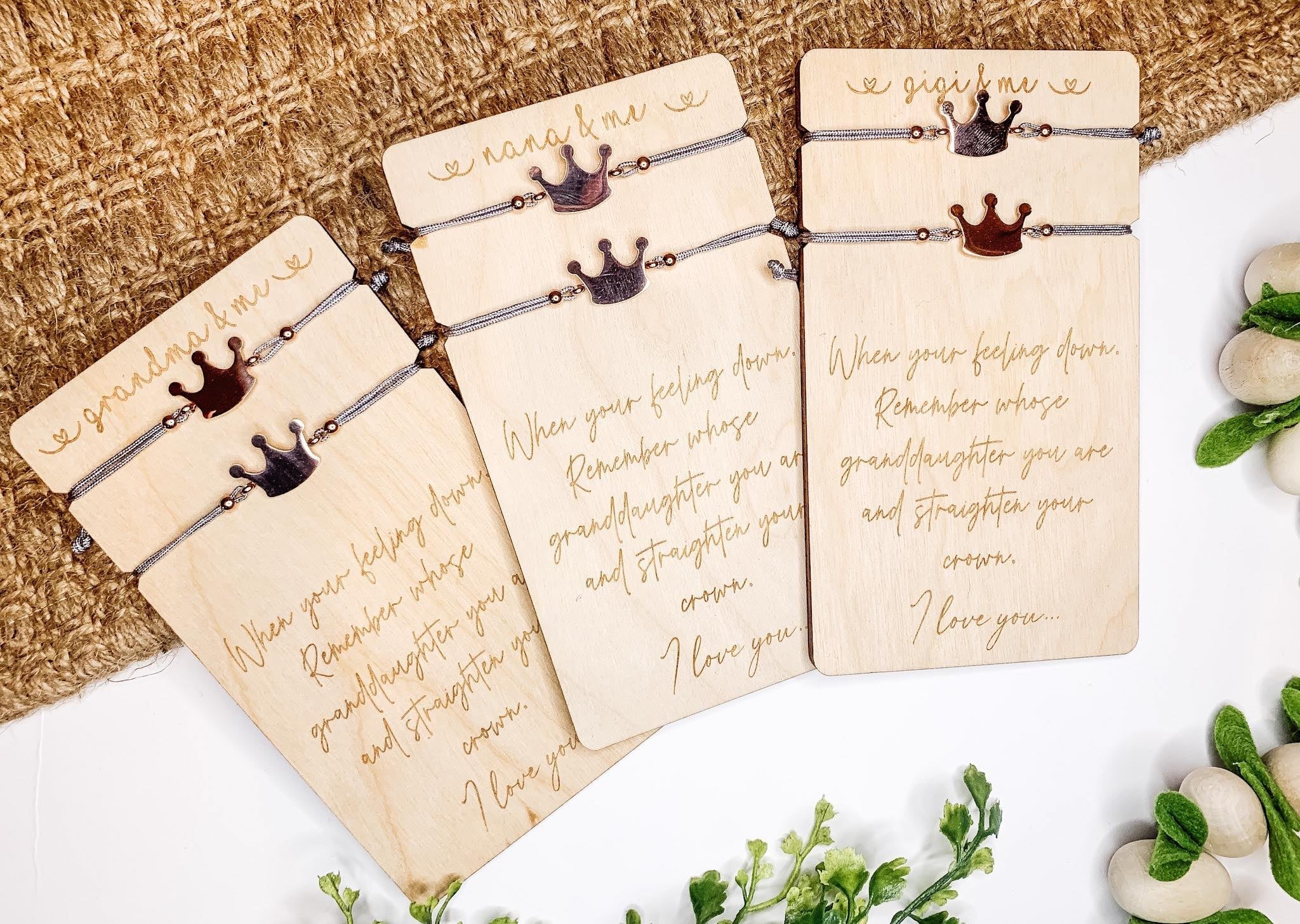 Gigi/Grandma/Nana & Me Wooden Card with Bracelets