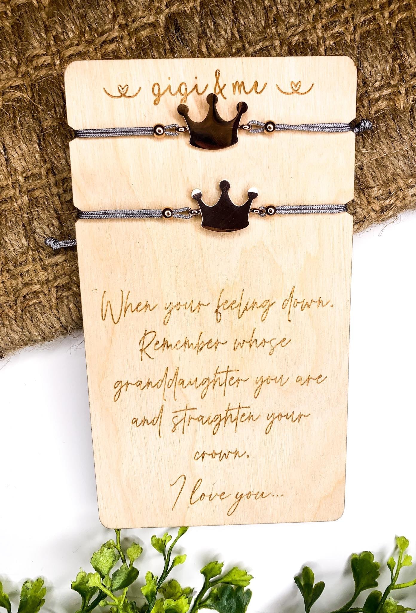 Gigi/Grandma/Nana & Me Wooden Card with Bracelets