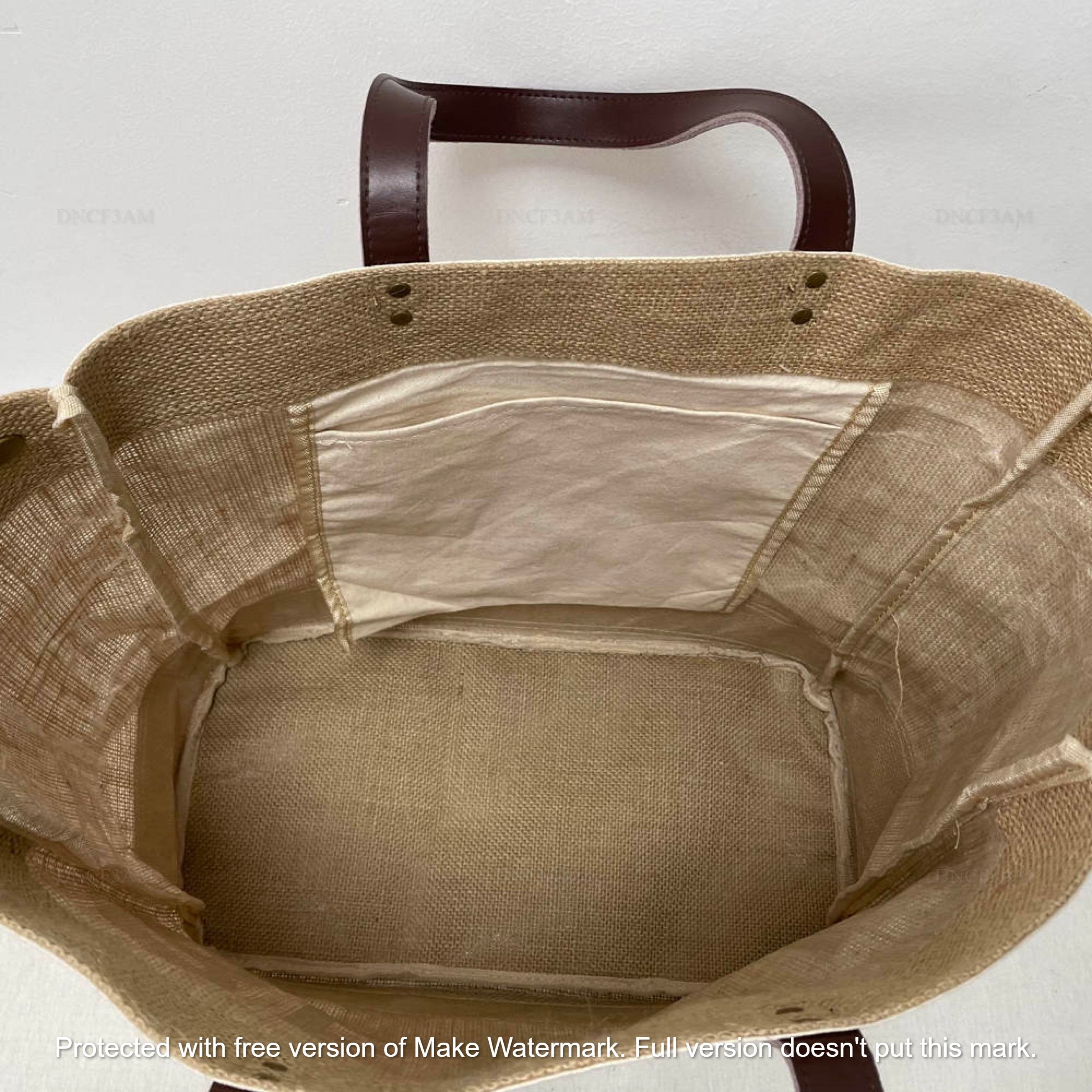 Jute and Vegan Leather Standing Tote