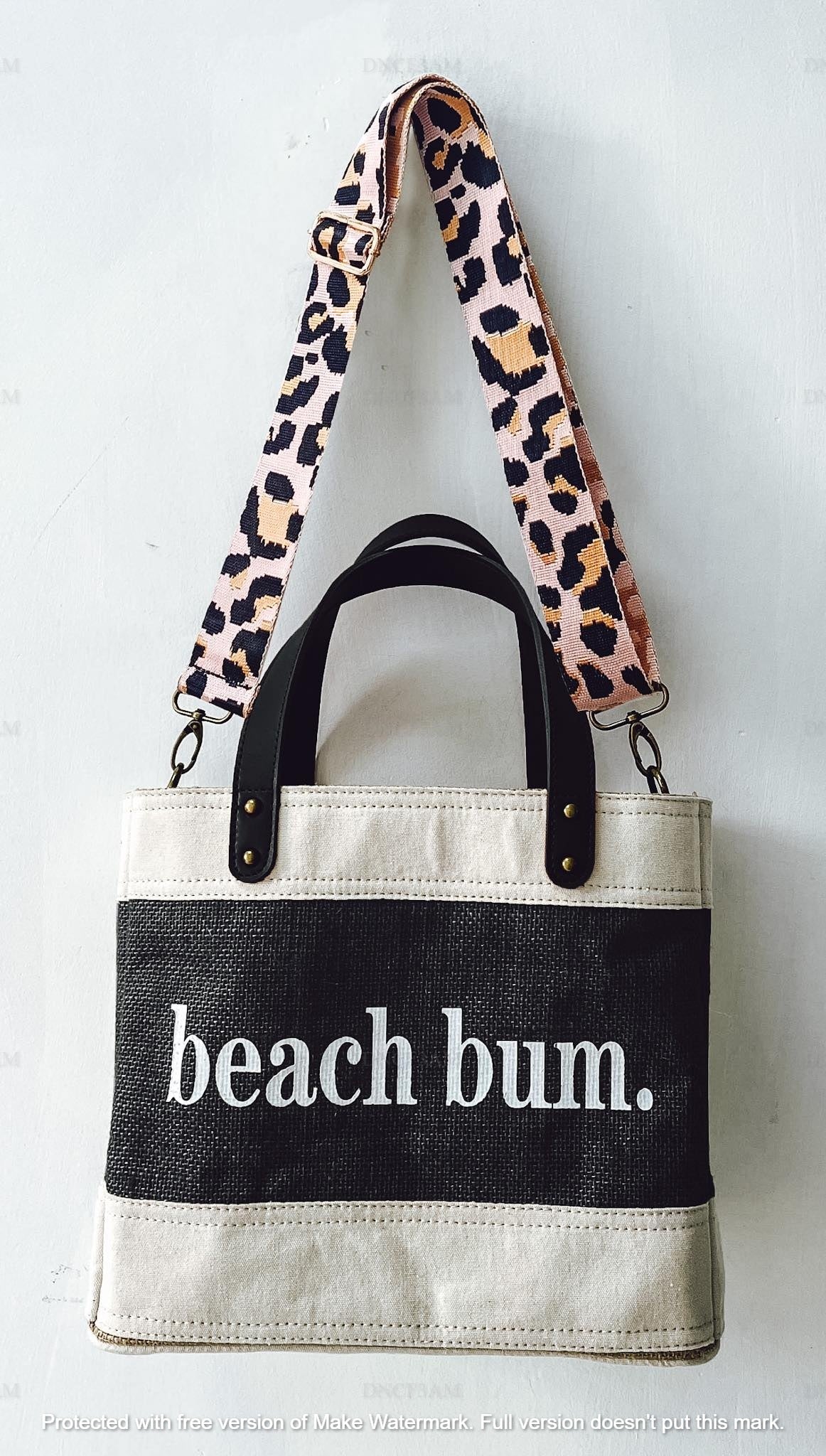 Jute and Vegan Leather Standing Tote