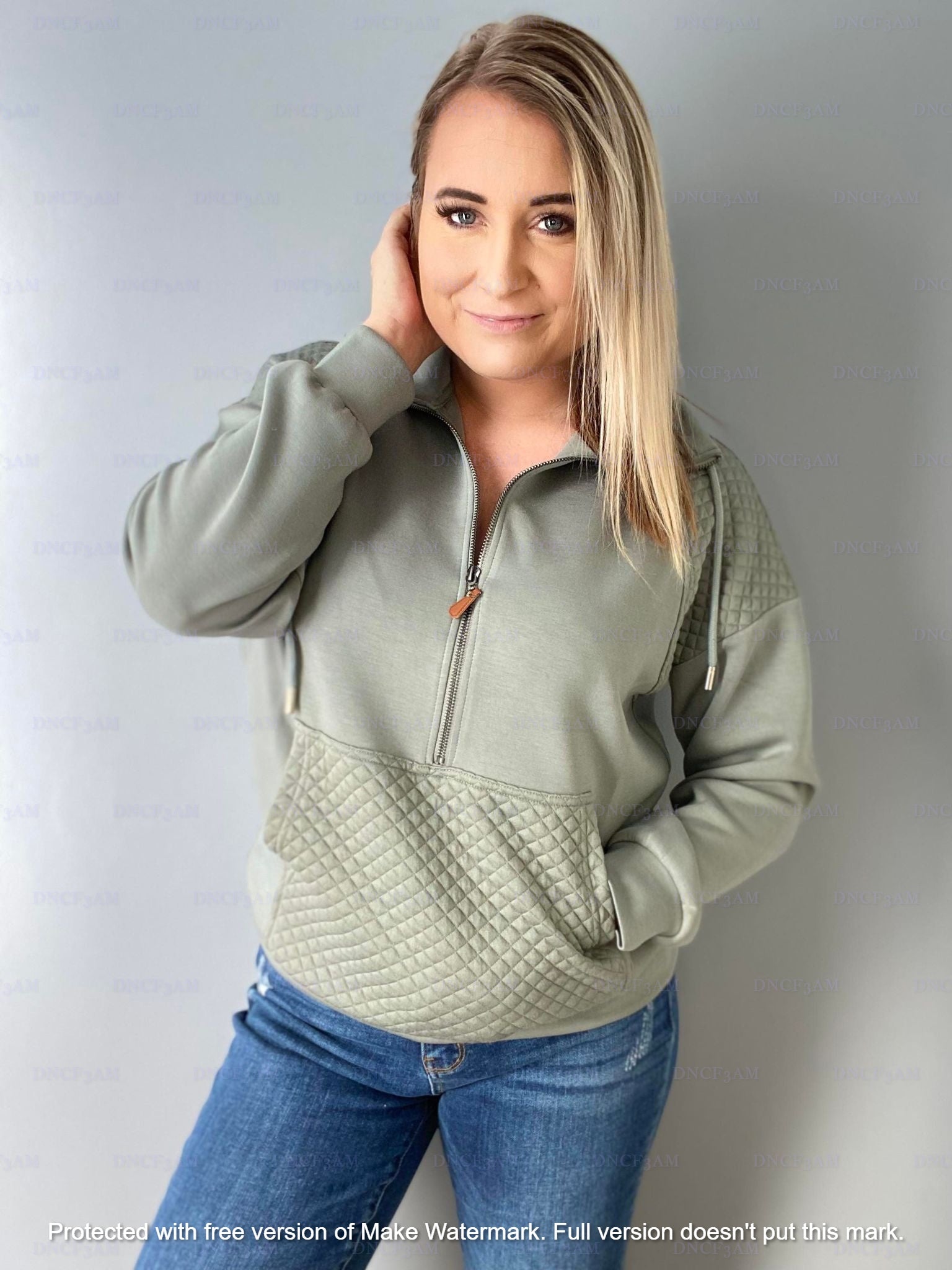 QUINN QUILTED HALF ZIP PULLOVERS-