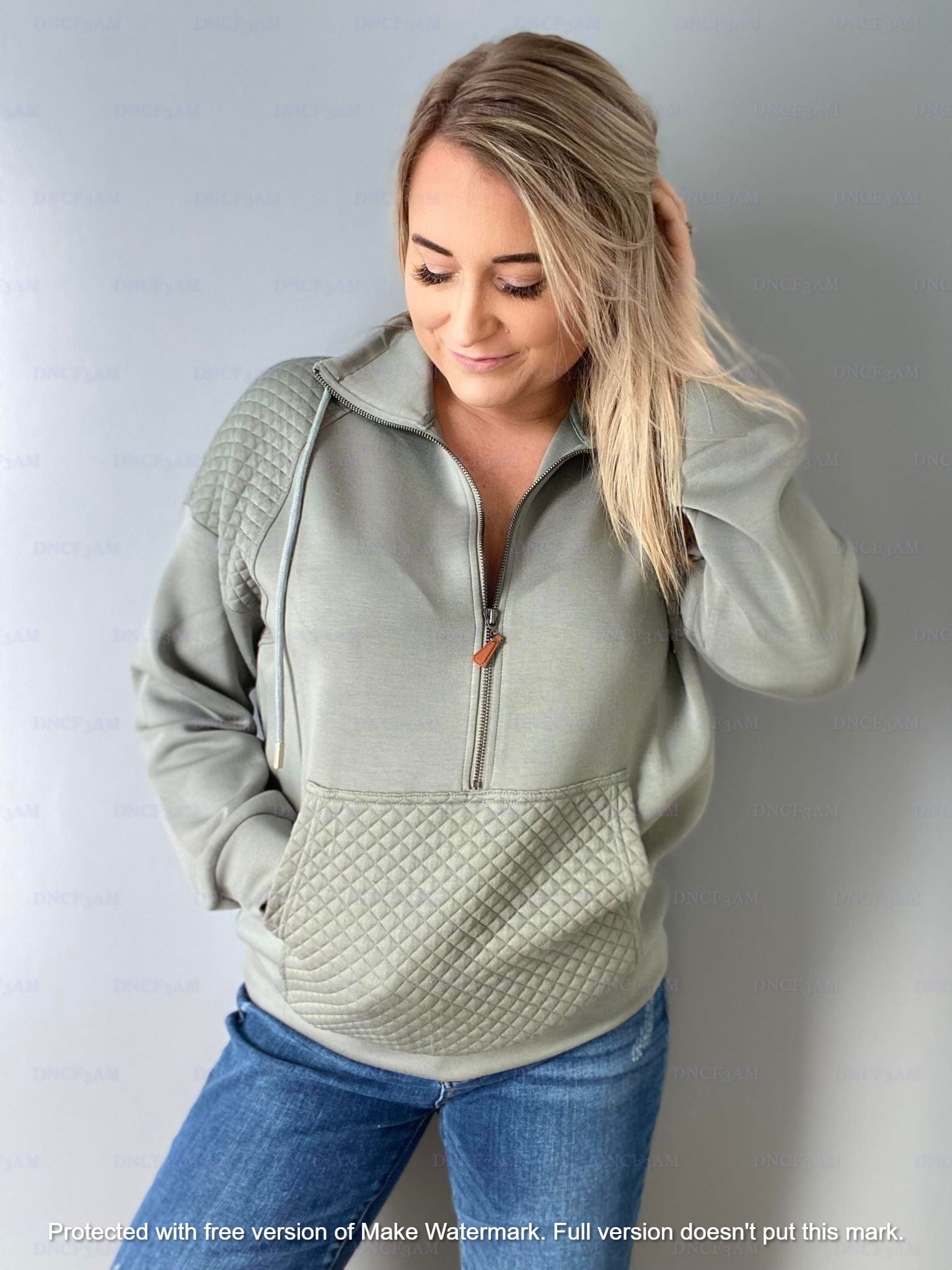 QUINN QUILTED HALF ZIP PULLOVERS-