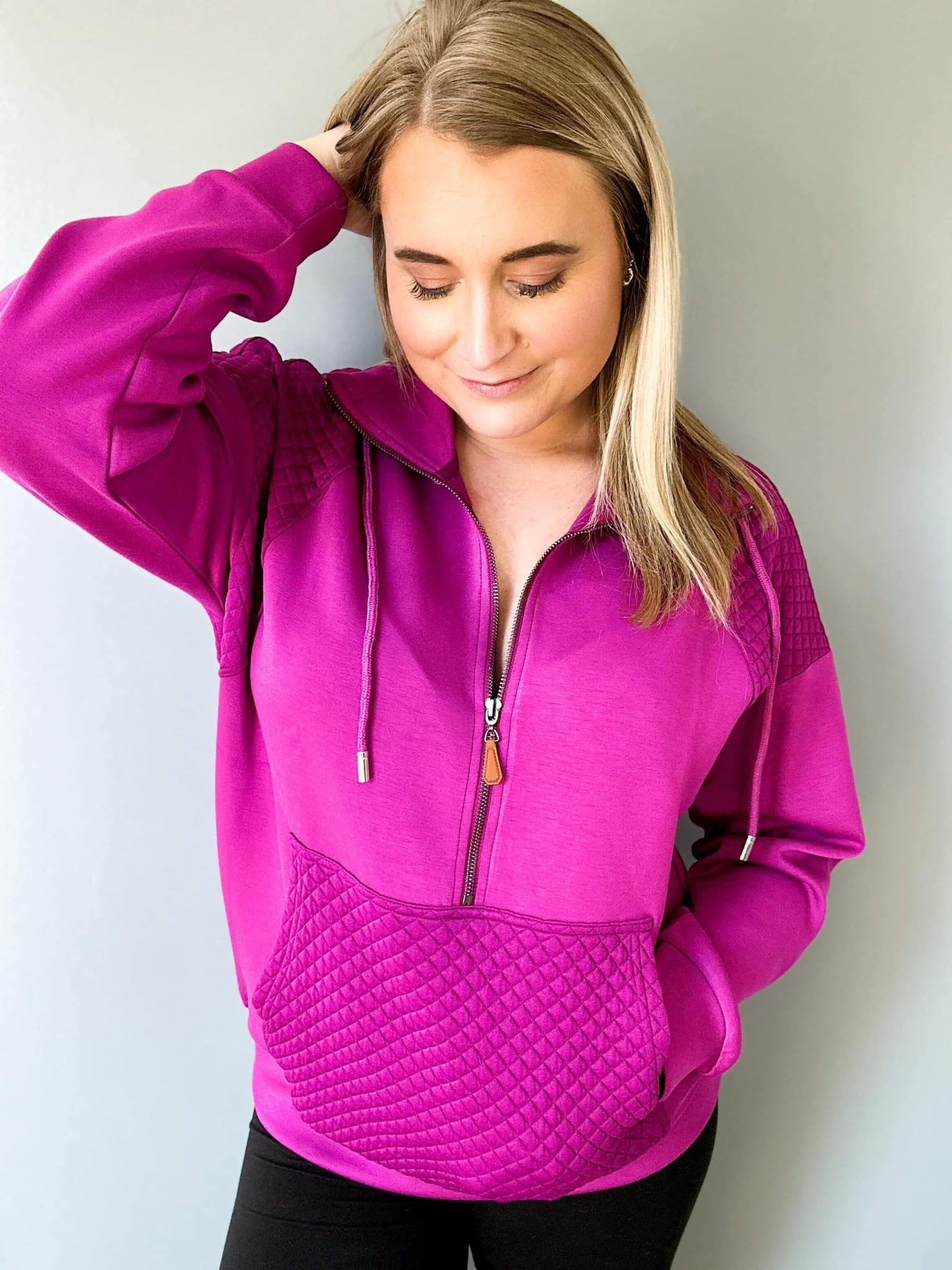 QUINN QUILTED HALF ZIP PULLOVERS-