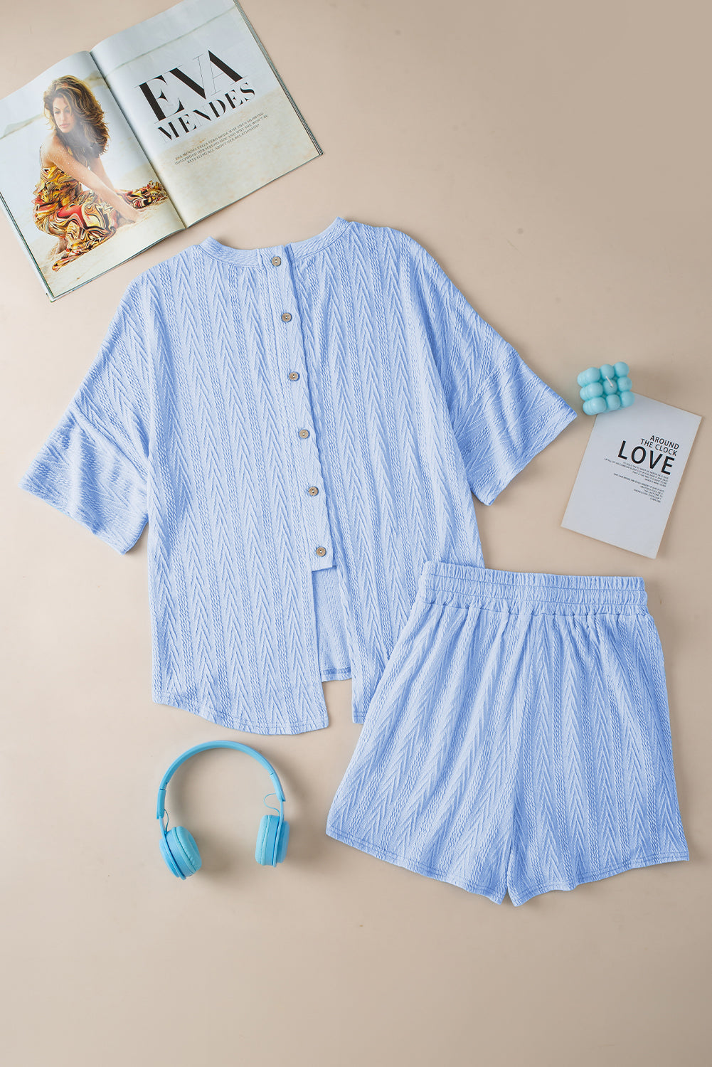 The Lennox Light Blue Button Lounge Set