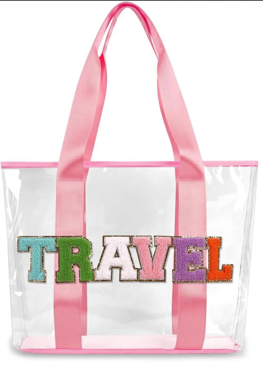 Clear Embroidered Chenille Letter Totes