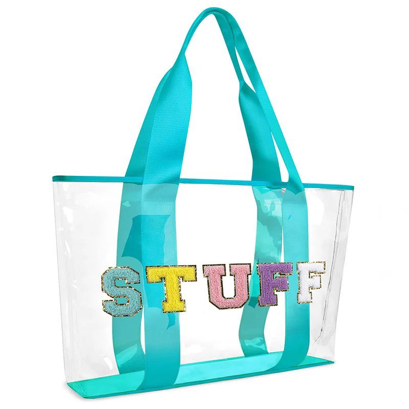 Clear Embroidered Chenille Letter Totes