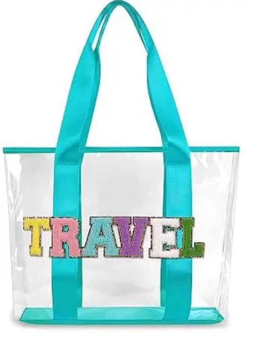 Clear Embroidered Chenille Letter Totes