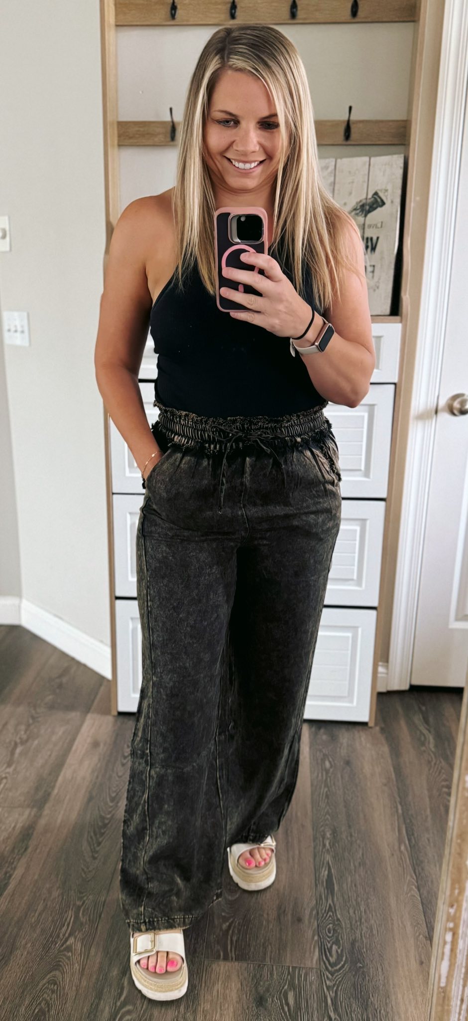 Zenana Branded drawstring pant