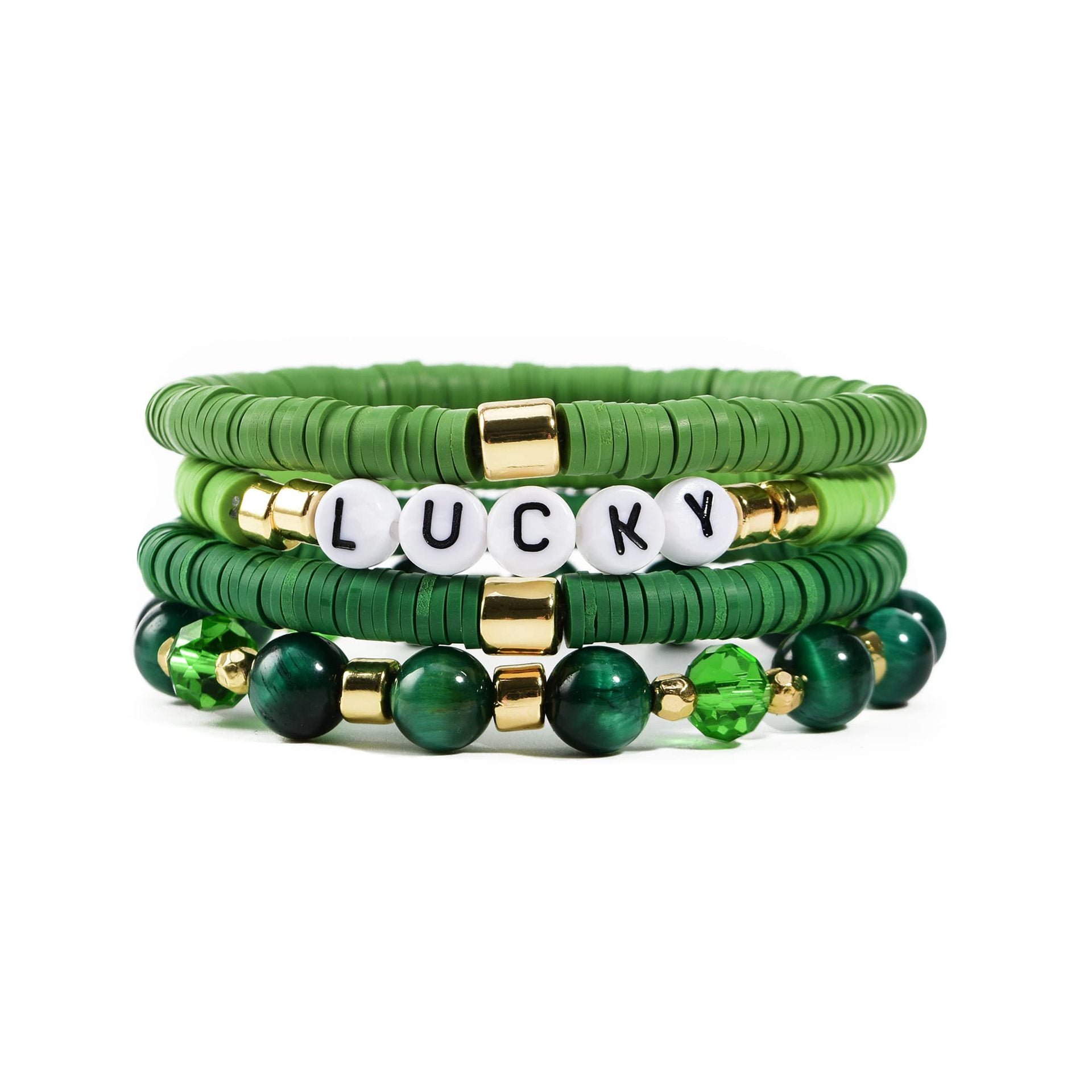 LUCKY Heishi Bead Bracelet Stacks