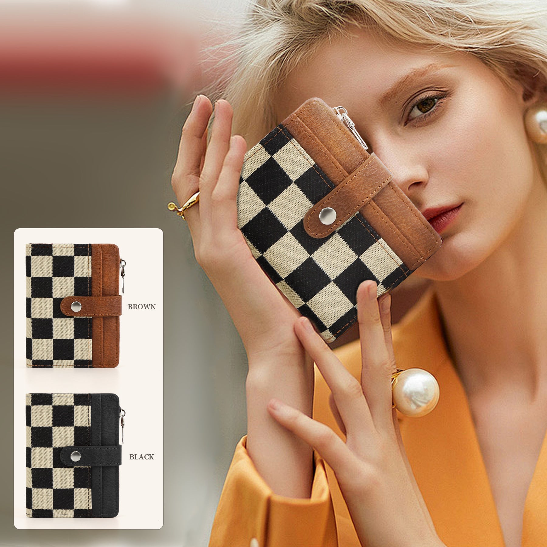 Quilted or Checker Vegan Leather Wallets