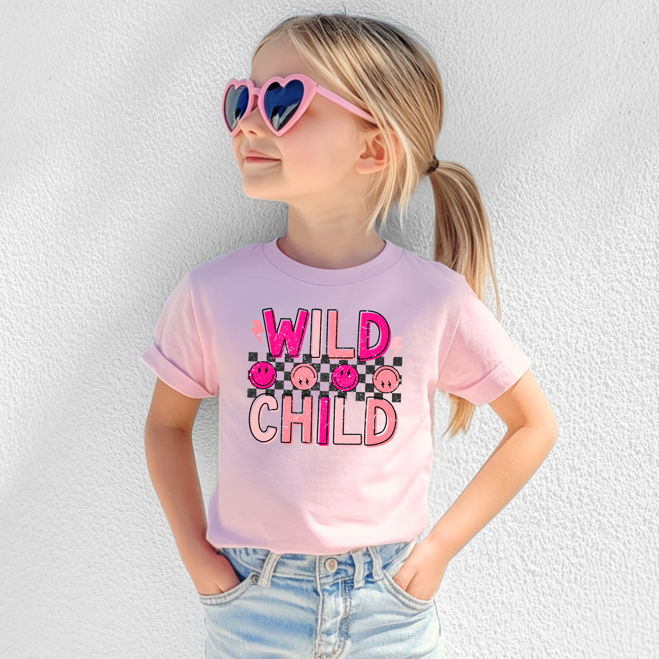 Matching Wild Child Graphic Tee in Pink
