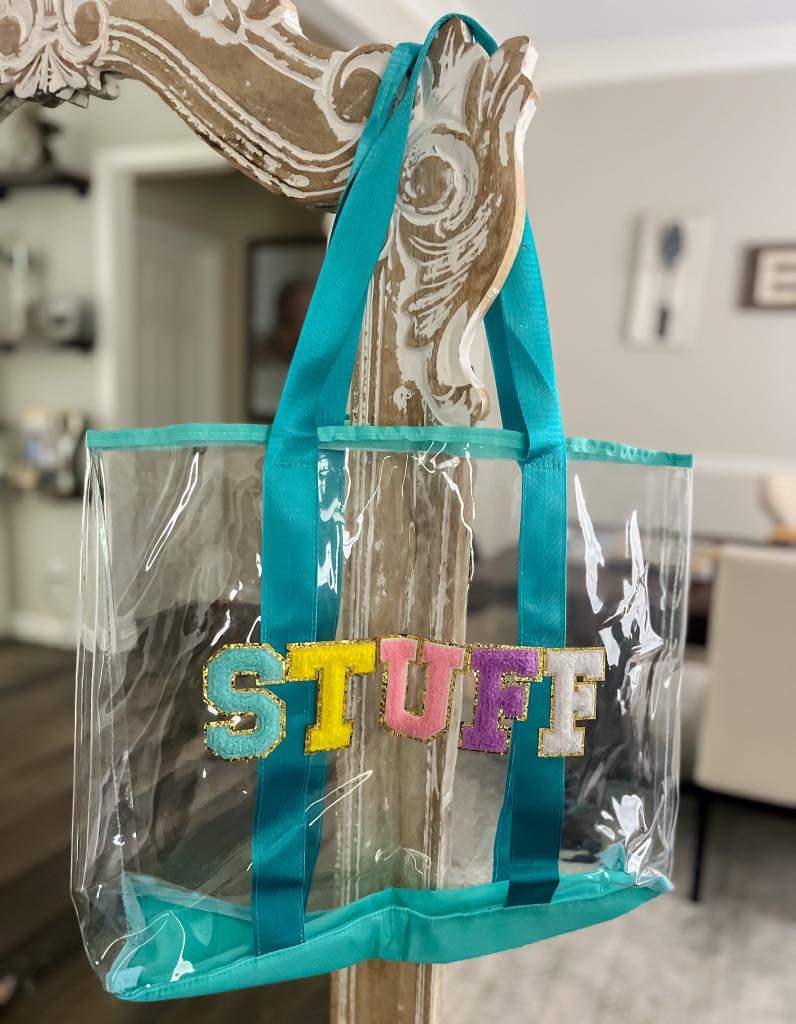 Clear Embroidered Chenille Letter Totes