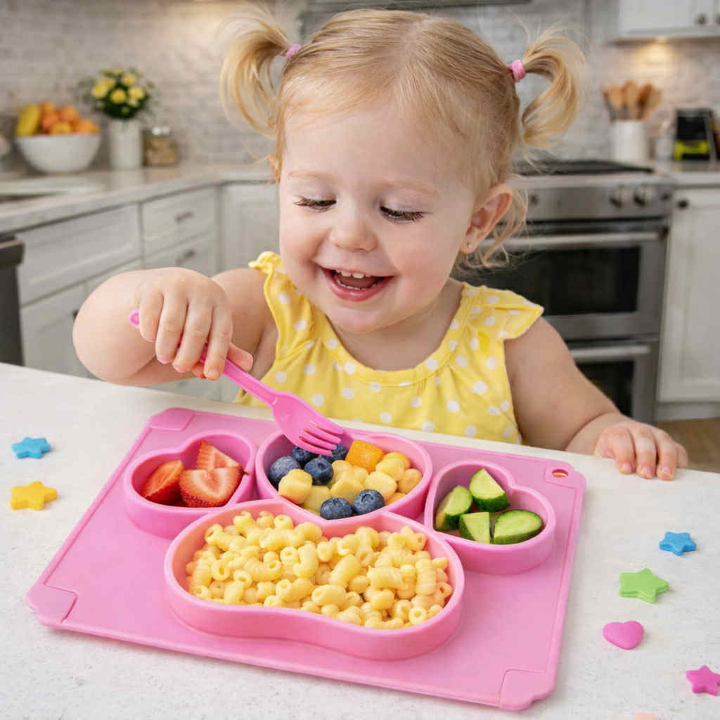 KIDS SILICONE HEART BENTO BOX PLACEMATS-