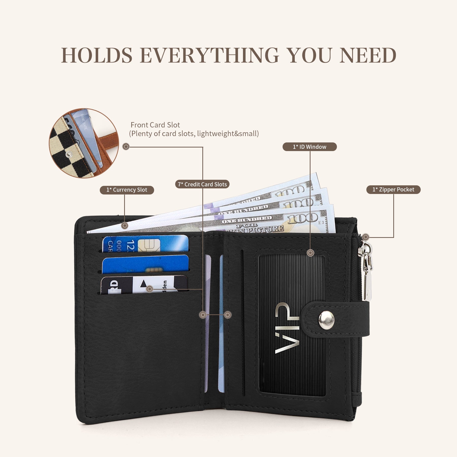 Quilted or Checker Vegan Leather Wallets