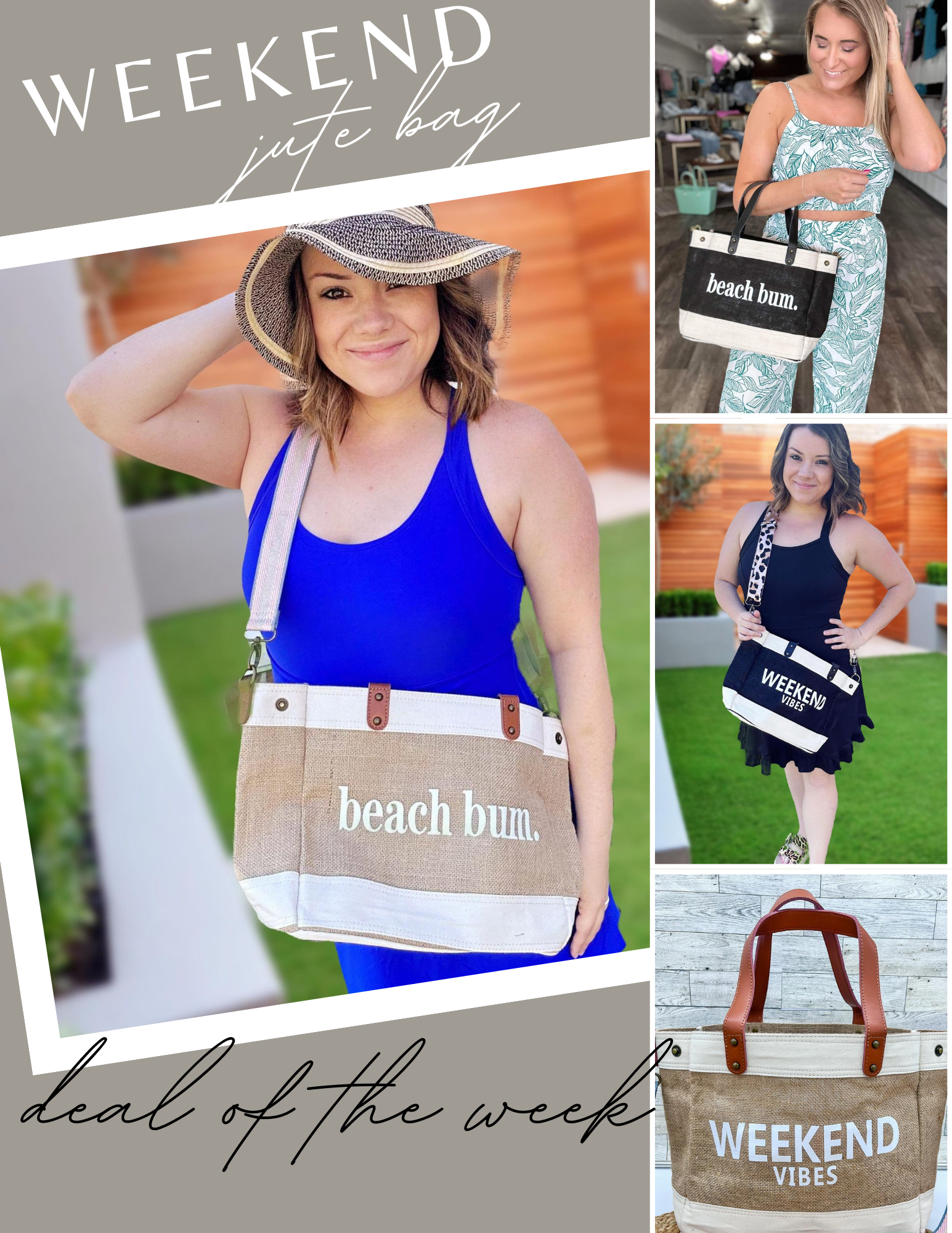 Jute and Vegan Leather Standing Tote