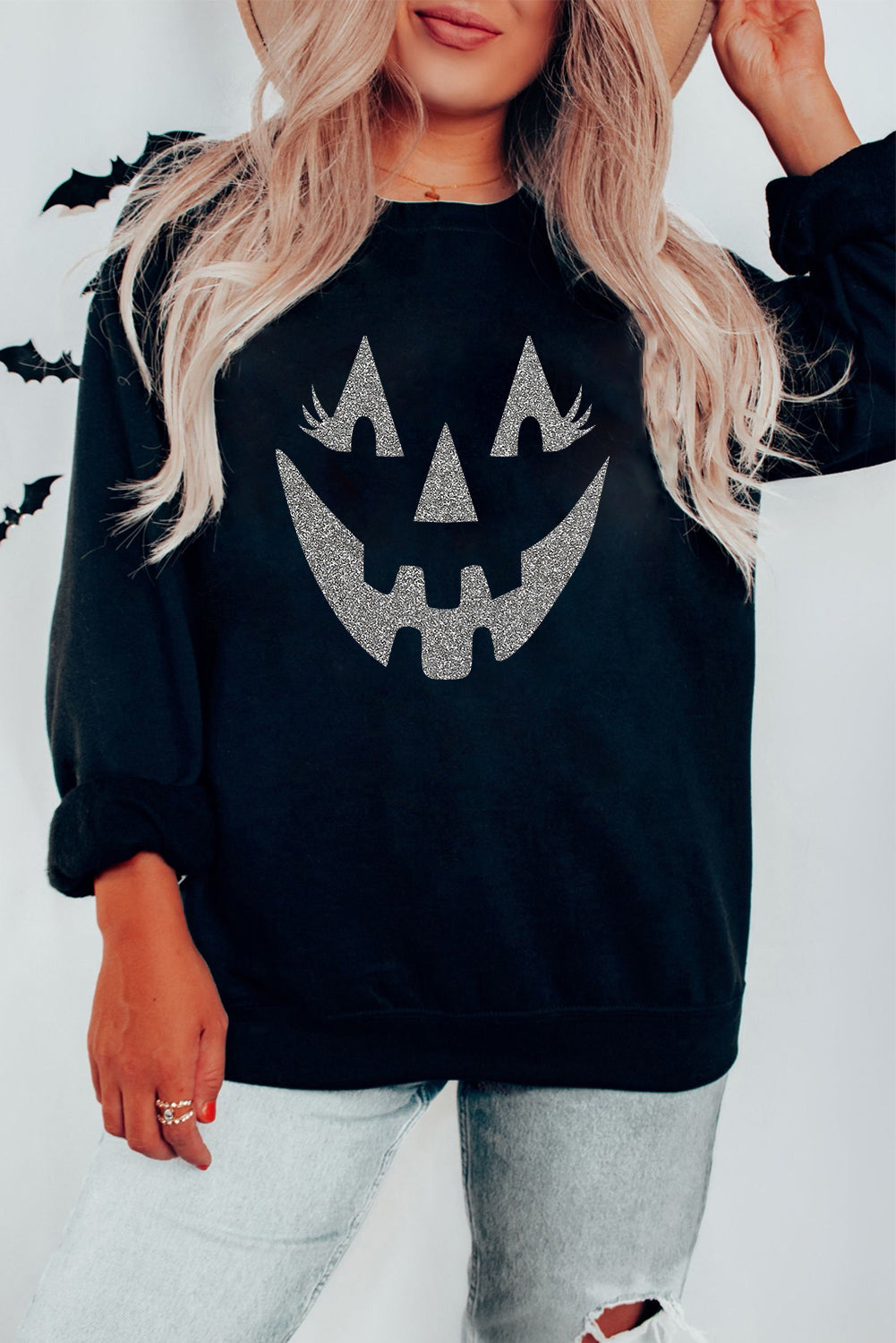 Black Spooky Face Sweatshirt