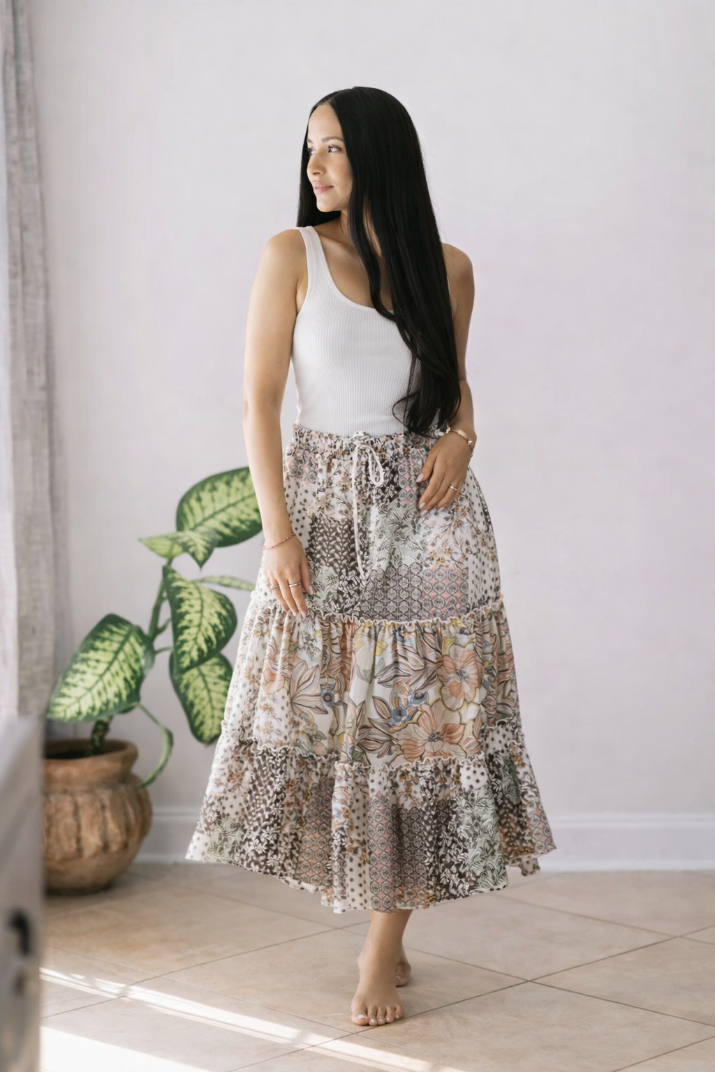 Floral Patches - Midi Skirt