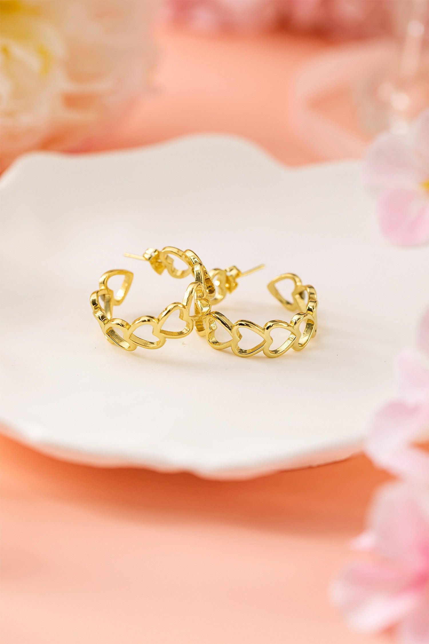 Gold Heart Hoop Earrings
