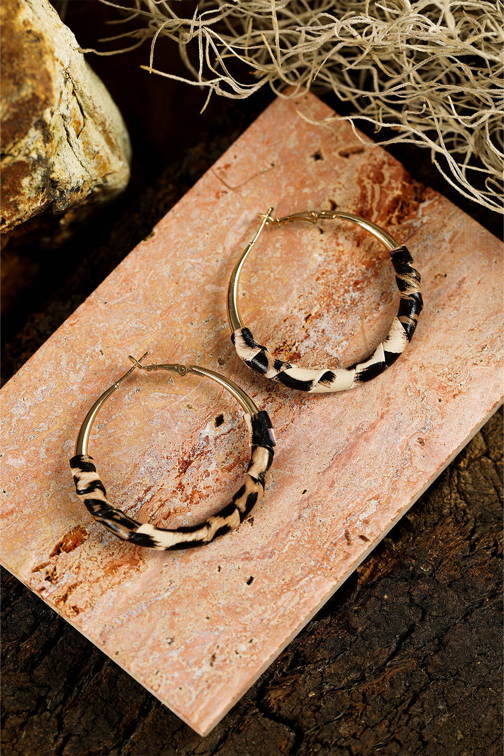 Gold Leopard Hoops