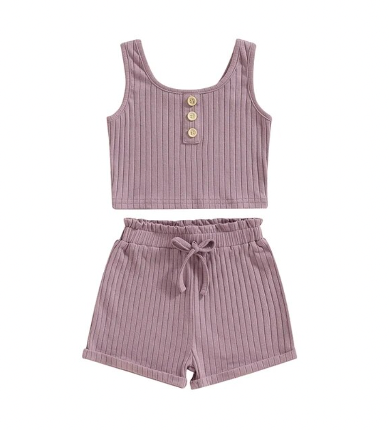 Ribbed Purple Tank Lounge Set