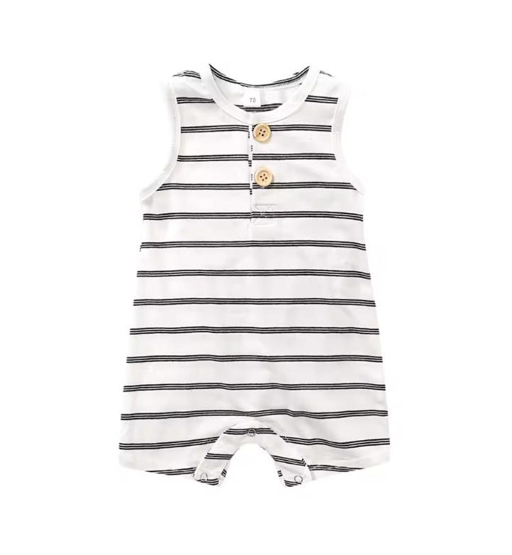 Striped Button Tank Romper