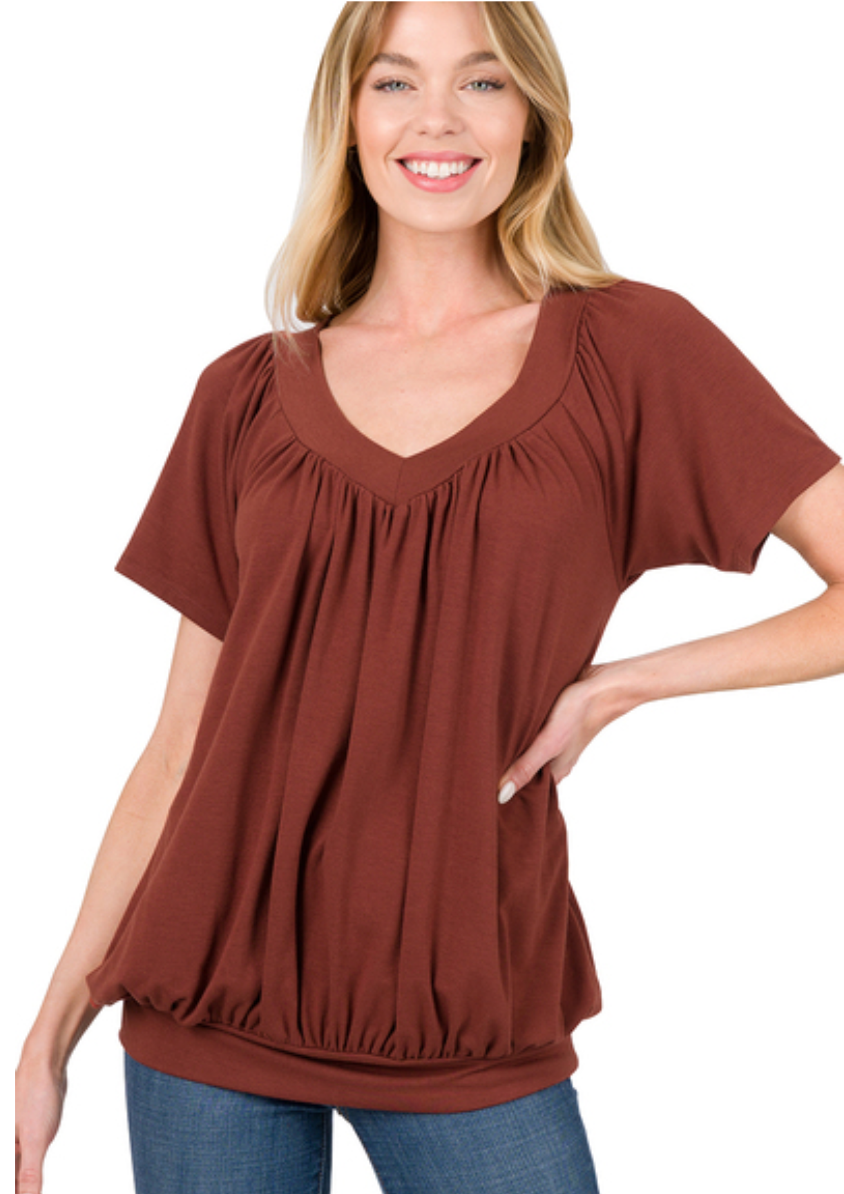 Everyday Shirring V-Neck