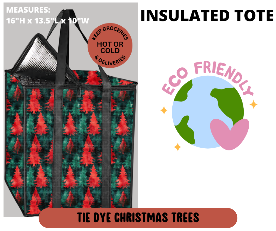 Tie Dye Christmas Trees Insulated Tote