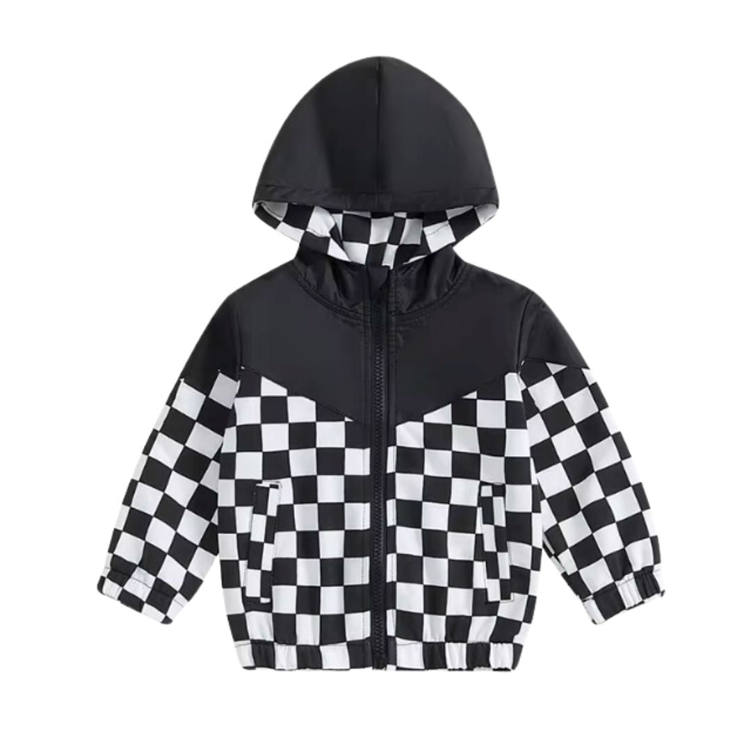 Black Checkered Windbreaker