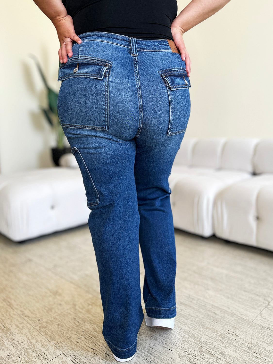 Judy Blue High Waist Straight dark wash Cargo Jeans