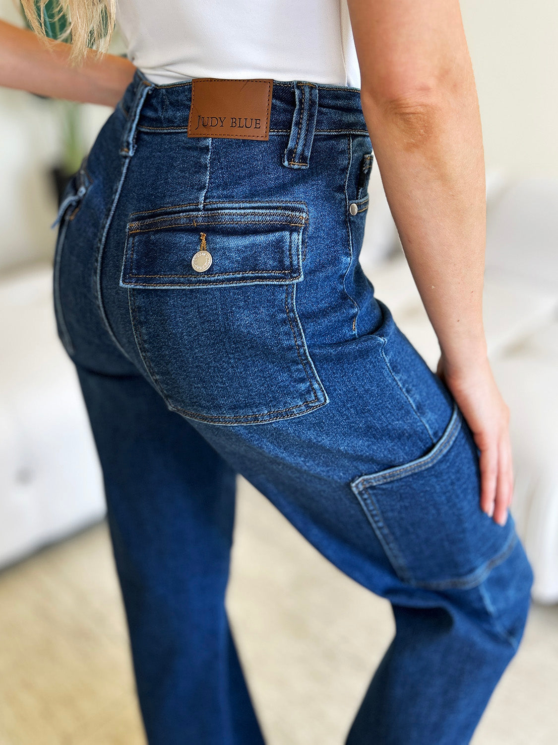 Judy Blue High Waist Straight dark wash Cargo Jeans