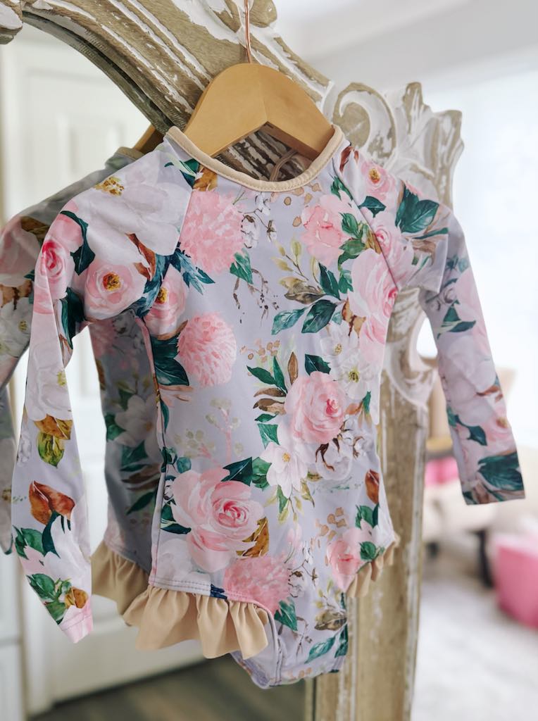 Girls Long Sleeve Floral swims