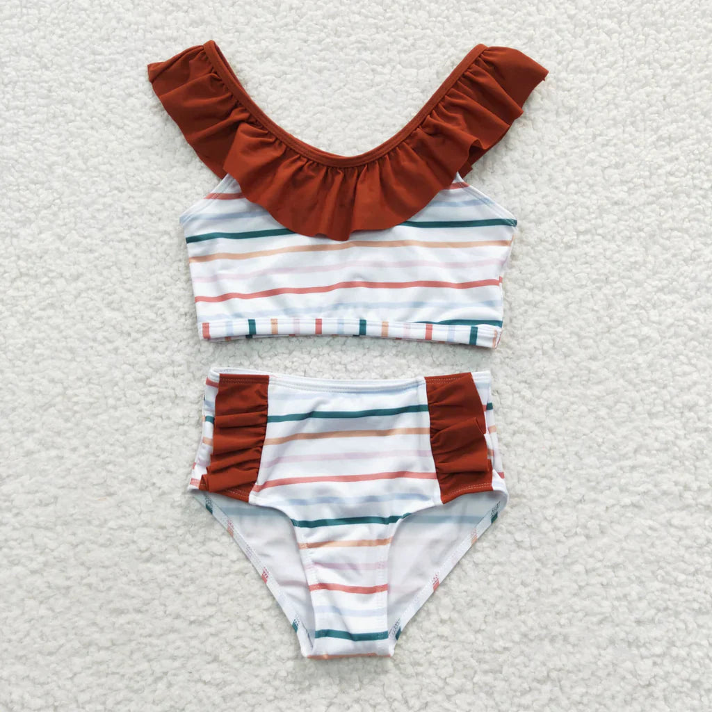 striped two piece swimsuit