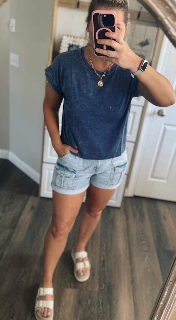 washed cotton mid crop tee zenana