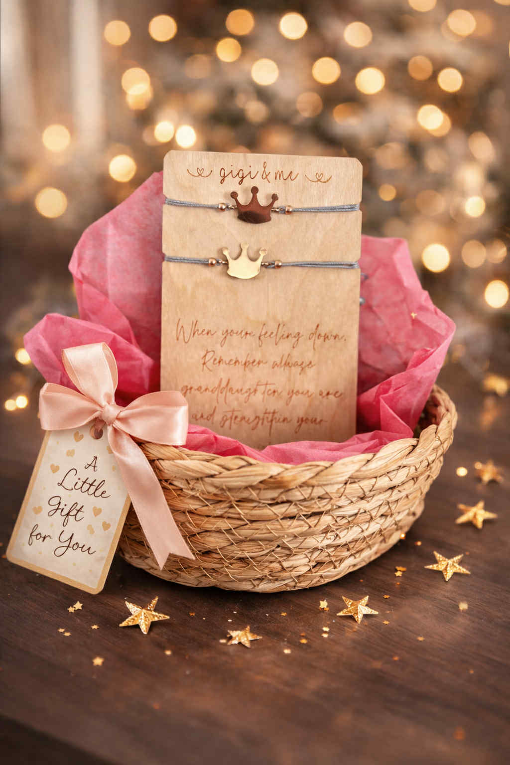 Gigi/Grandma/Nana & Me Wooden Card with Bracelets