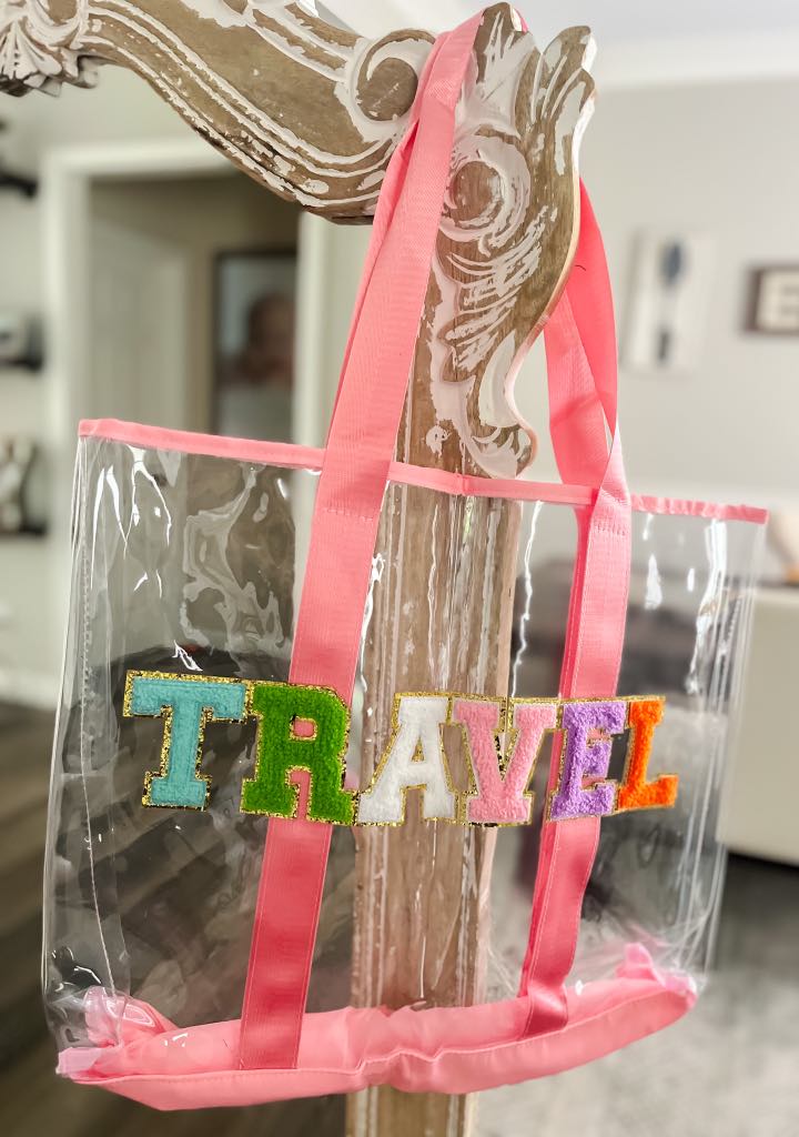 Clear Embroidered Chenille Letter Totes