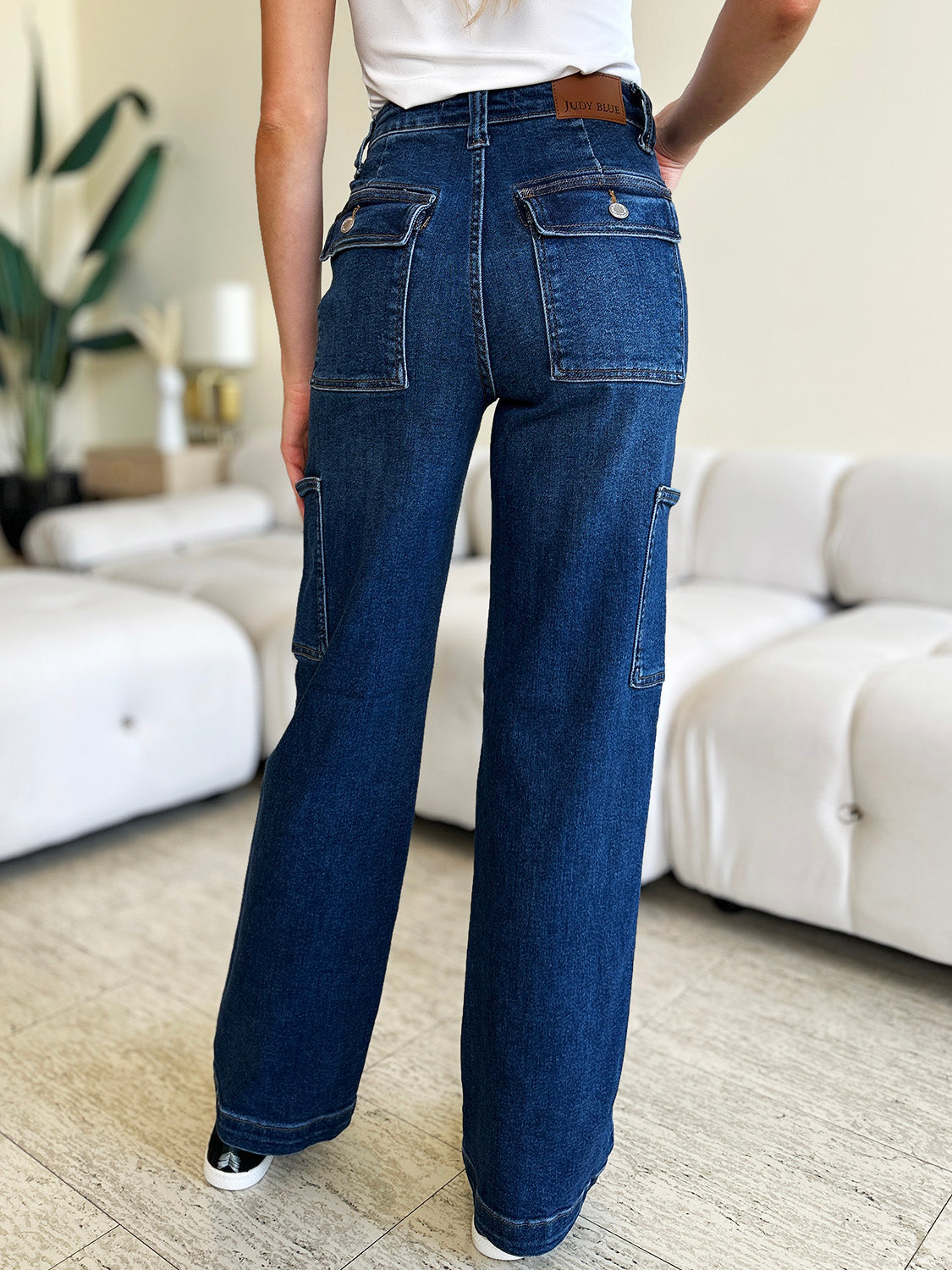 Judy Blue High Waist Straight dark wash Cargo Jeans
