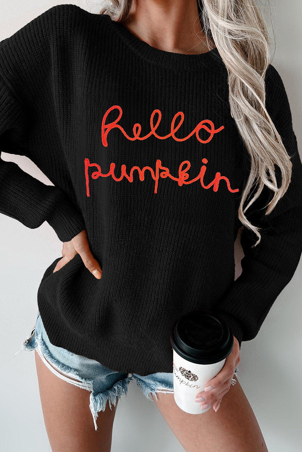 Black Hello Pumpkin Sweater