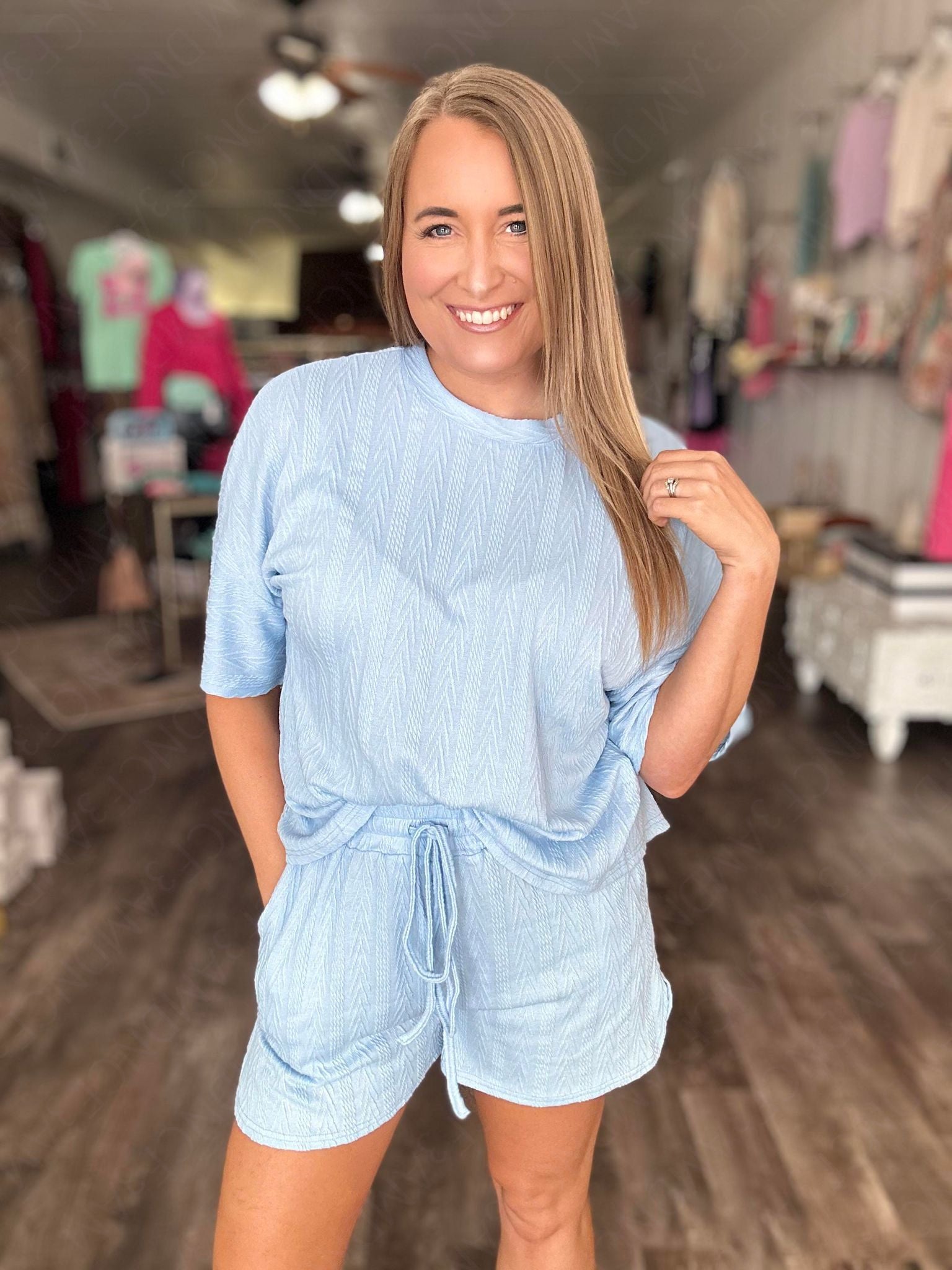 The Lennox Light Blue Button Lounge Set