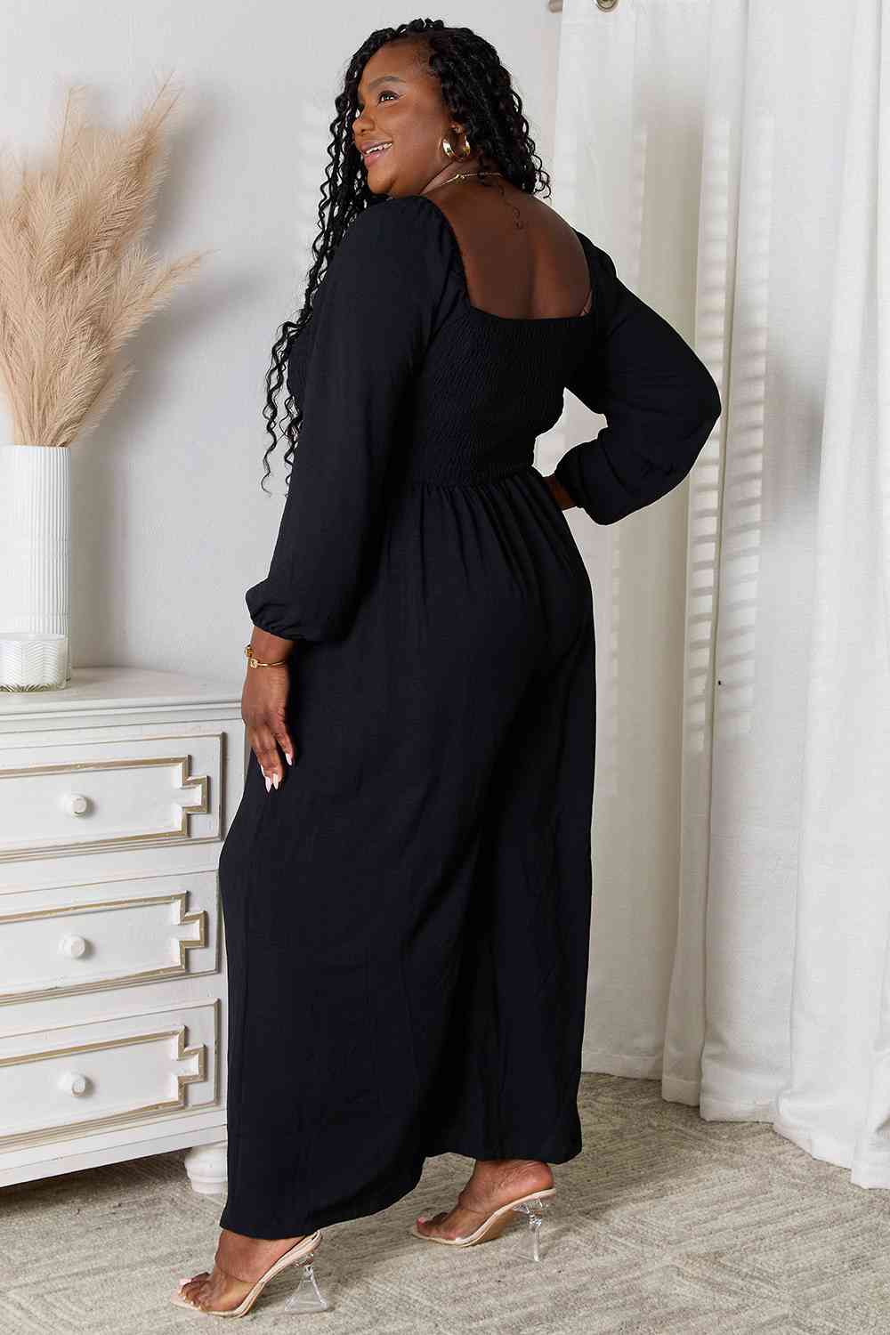 Double Take Square Neck Jumpsuit with Pockets - The Sapphire Star