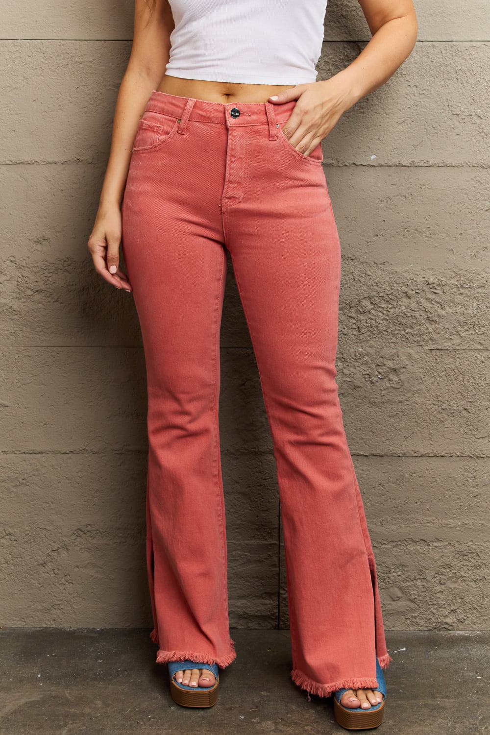 RISEN Bailey Full Size High Waist Side Slit Flare Jeans - The Sapphire Star