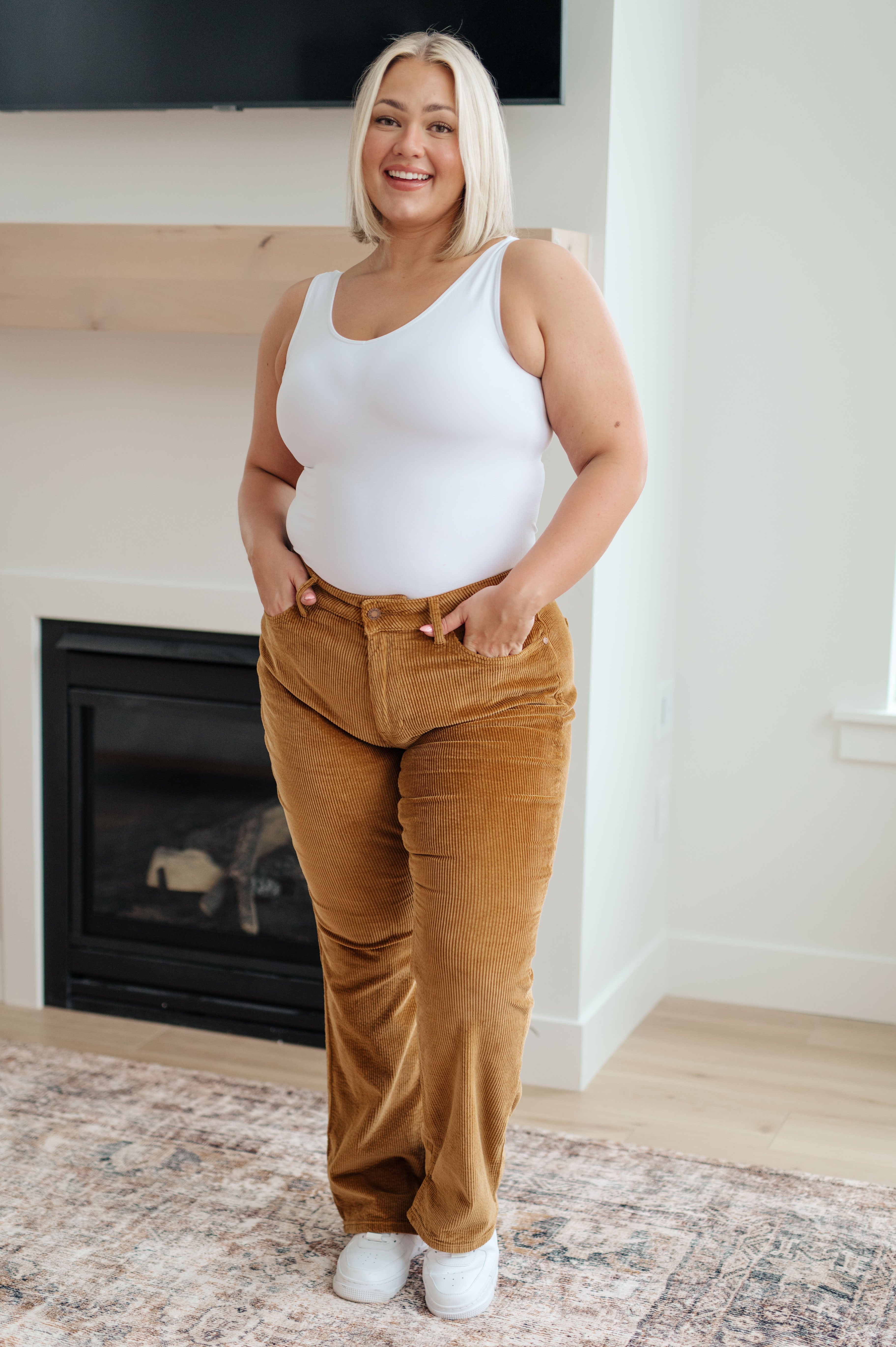 Cordelia Bootcut Corduroy Pants in Camel - The Sapphire Star