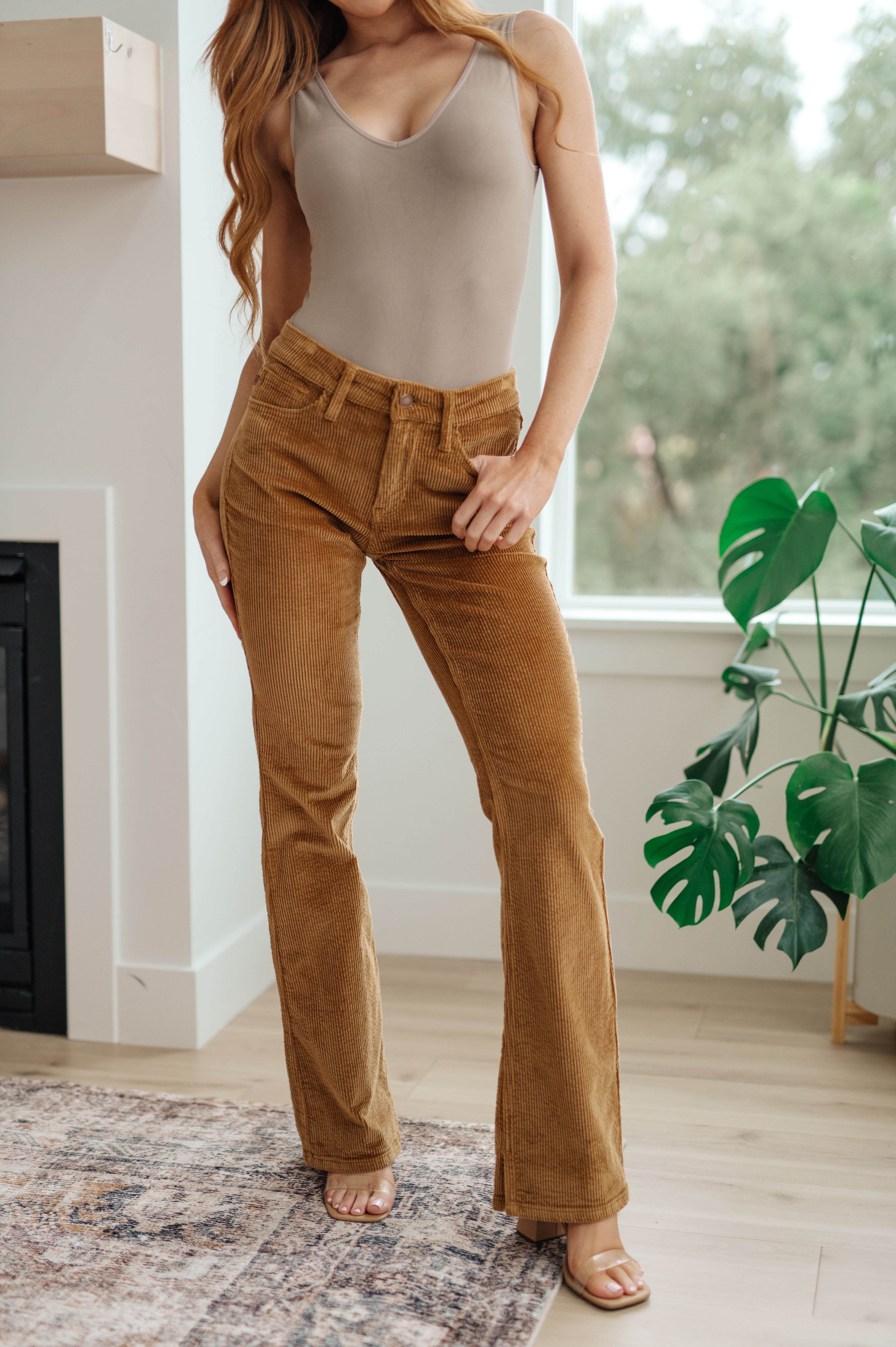 Cordelia Bootcut Corduroy Pants in Camel - The Sapphire Star