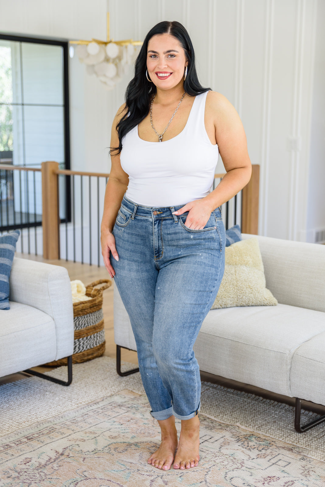 Corey Hi Rise Bleach Splash Boyfriend Jeans - The Sapphire Star