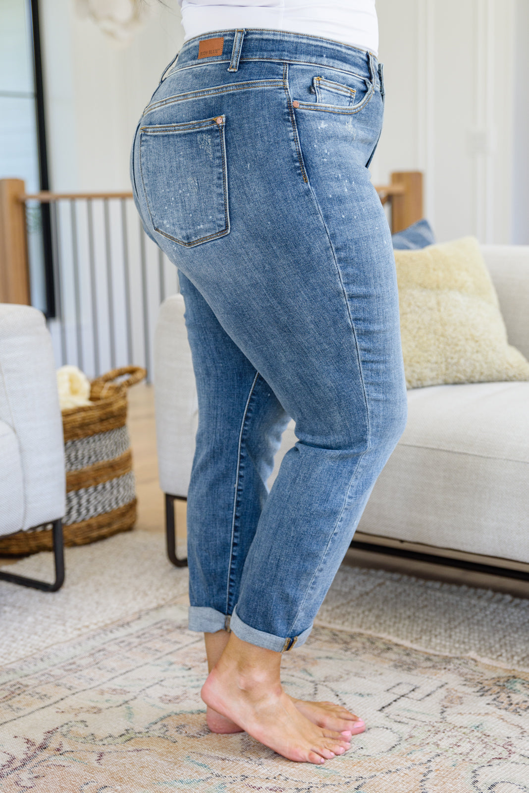 Corey Hi Rise Bleach Splash Boyfriend Jeans - The Sapphire Star