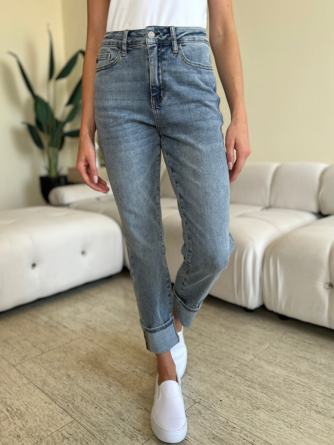 Judy Blue Anna High Waist Cuff Hem Skinny Jeans