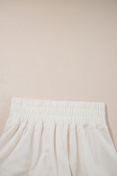 Beige 2pcs Cropped Tee and Ruffle High Waist Skort Set